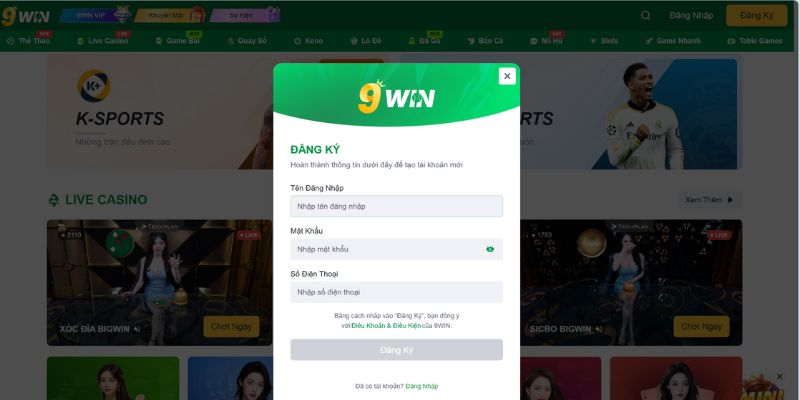 9WIN - Game Nhanh, Thưởng Nhiều, Giao Dịch Siêu Tốc 4 Hướng dẫn cách đăng ký tài khoản nhanh gọn tại 9WIN